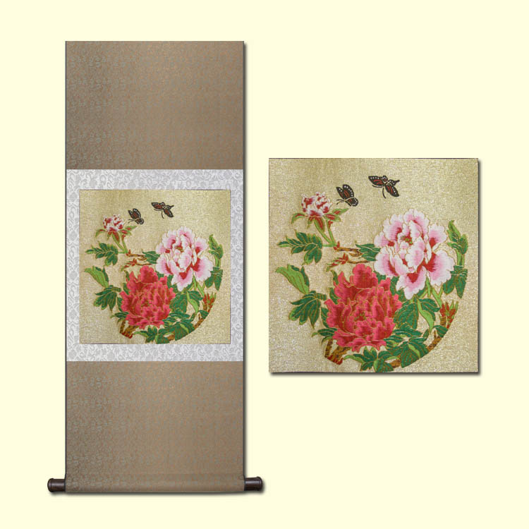 金宝地蝶恋花云锦挂轴云锦挂画